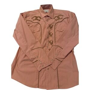 Ace of Diamond‎ Western Shirt Menswear Embroidery Horseshoe Pink Small